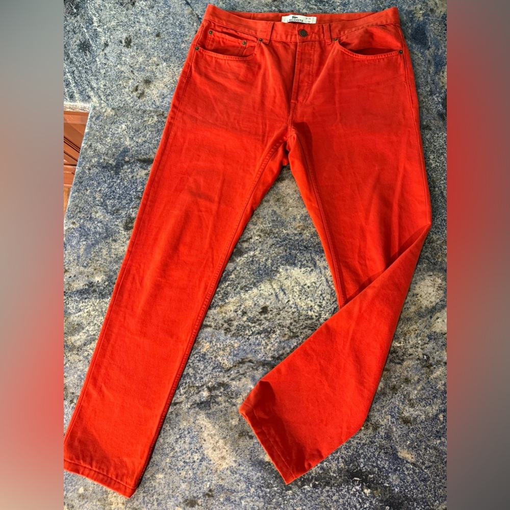 LACOSTE Mens Cotton Jeans size 36 orange